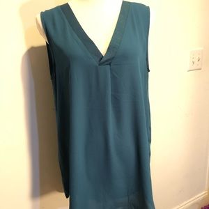 H&M TEAL SLEEVELESS SHEER BLOUSE